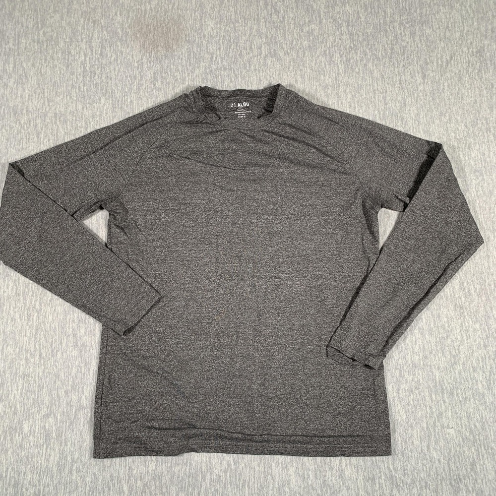 01.ALGO Shirt Mens Small Gray Long Sleeve Performance Quick Dry UV‎ SPF 40